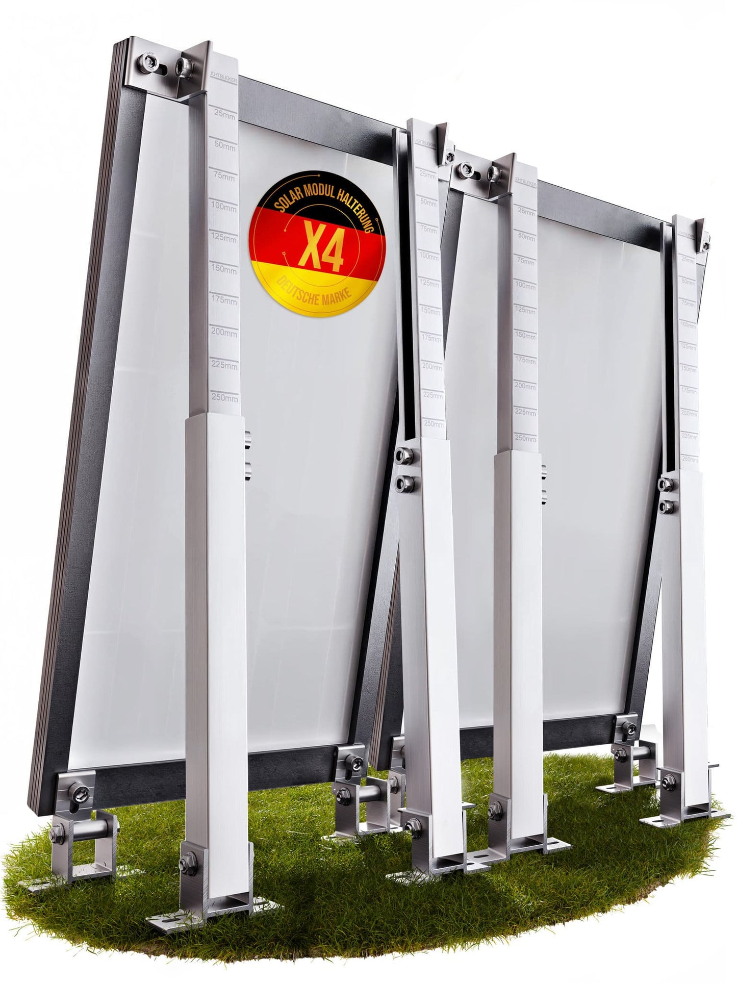 4x Balkonkraftwerk Halterung verstellbar 42 bis 70cm Alu | Edelstahlschrauben | für 2x Photovoltaikmodule