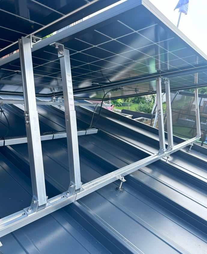 4x Balkonkraftwerk Halterung verstellbar 42 bis 70cm Alu | Edelstahlschrauben | für 2x Photovoltaikmodule