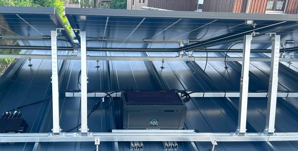 4x Balkonkraftwerk Halterung verstellbar 42 bis 70cm Alu | Edelstahlschrauben | für 2x Photovoltaikmodule