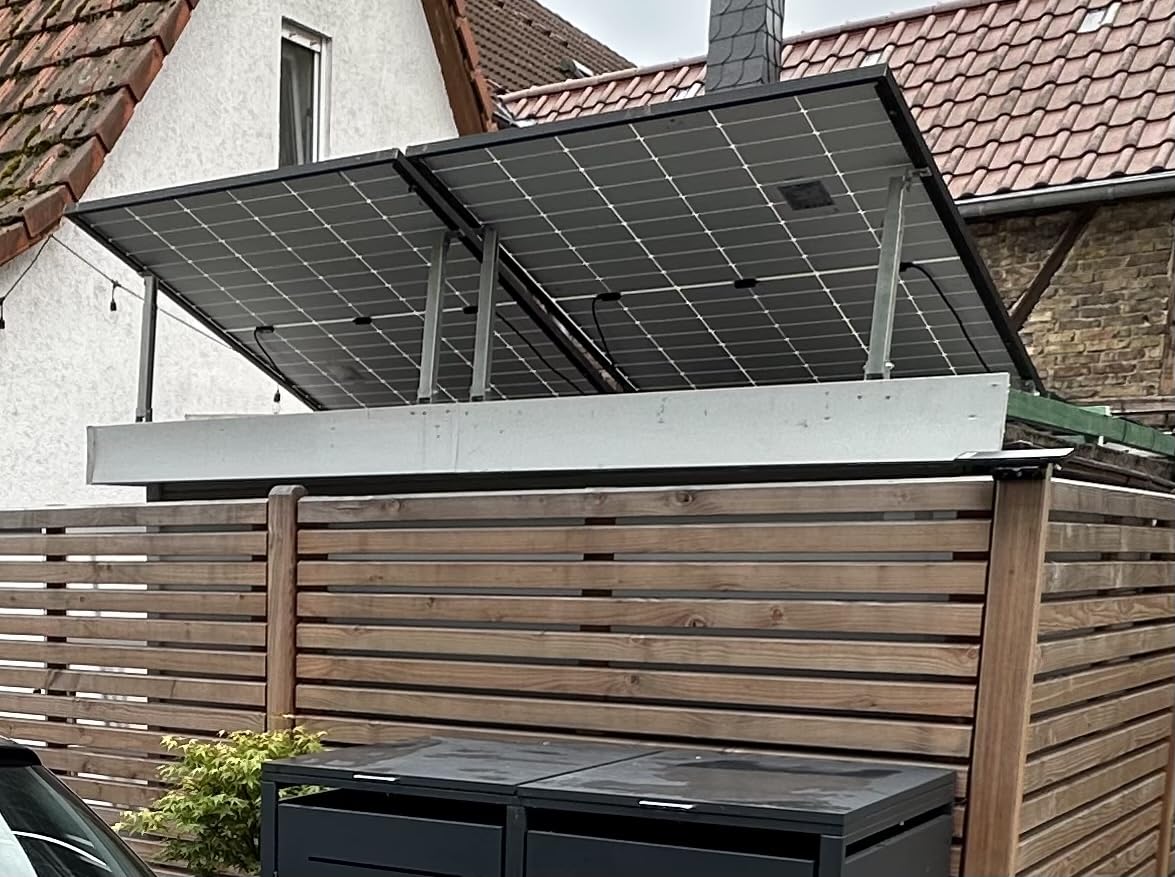 4x Balkonkraftwerk Halterung verstellbar 42 bis 70cm Alu | Edelstahlschrauben | für 2x Photovoltaikmodule