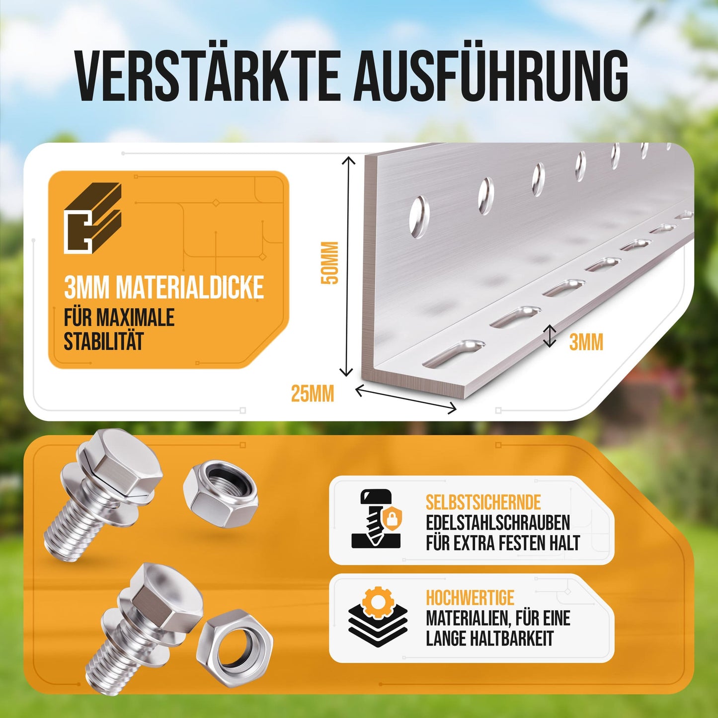 4x Balkonkraftwerk Halterung 118 cm Alu - 3 mm stark - bis 200 kg belastbar - Edelstahlschrauben - für 2x Photovoltaikmodule