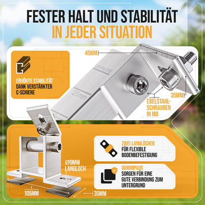 4x Balkonkraftwerk Halterung verstellbar 42 bis 70cm Alu | Edelstahlschrauben | für 2x Photovoltaikmodule