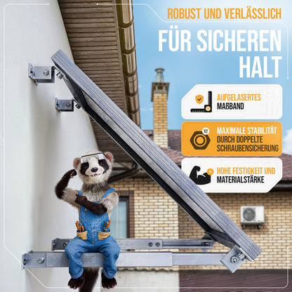 4x Balkonkraftwerk Halterung verstellbar 42 bis 70cm Alu | Edelstahlschrauben | für 2x Photovoltaikmodule