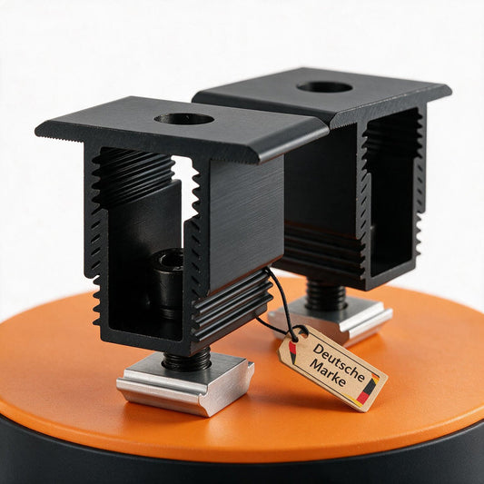2x Mittelklemme für Solarmodul Halterung 30cm Schiene. 30-45mm Modulhöhe. Edelstahlschraube und Aluminium. Perfekt für Trapezbleche, Hauswand, Balkonkraftwerk. PV. 0%MwSt