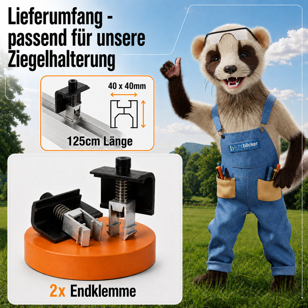 2x Endklemme für Solarhalterung Ziegeldach. Modulhöhe 30-45mm. Edelstahlschraube und Aluminium. Dachhalterungen Solar Balkonkraftwerk Dachhaken PV Halter 0% MwSt