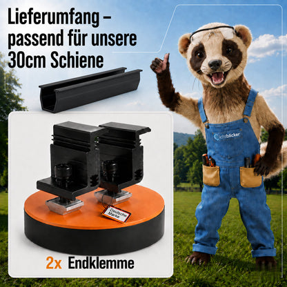 2x Endklemme für Solarmodul Halterung 30cm Schiene. 30-45mm Modulhöhe. Edelstahlschraube und Aluminium. Perfekt für Trapezbleche, Hauswand, Balkonkraftwerk. PV. 0%MwSt