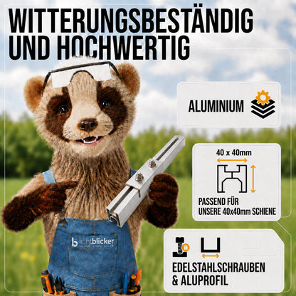 2x Verbinder für Schiene Solarhalterung Ziegeldach. Schiene 40x40mm. Edelstahlschraube und Aluminium. Dachhalterungen Solar Balkonkraftwerk Dachhaken PV Halter 0% MwSt