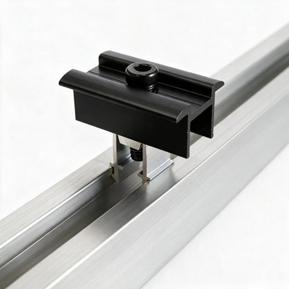 2x Mittelklemme für Solarhalterung Ziegeldach. Modulhöhe 30-45mm. Edelstahlschraube und Aluminium. Dachhalterungen Solar Balkonkraftwerk Dachhaken PV Halter 0% MwSt