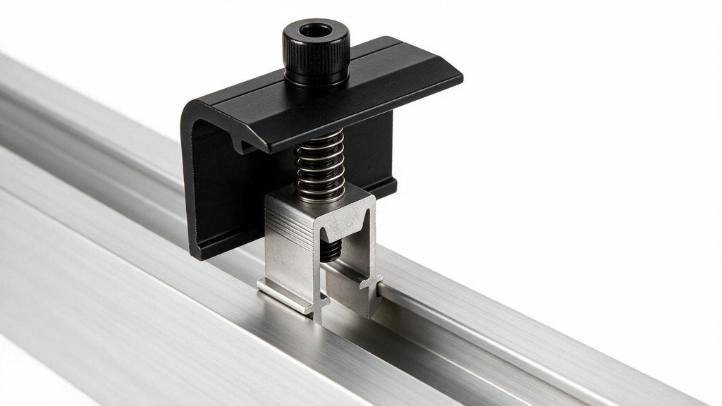 2x Endklemme für Solarhalterung Ziegeldach. Modulhöhe 30-45mm. Edelstahlschraube und Aluminium. Dachhalterungen Solar Balkonkraftwerk Dachhaken PV Halter 0% MwSt