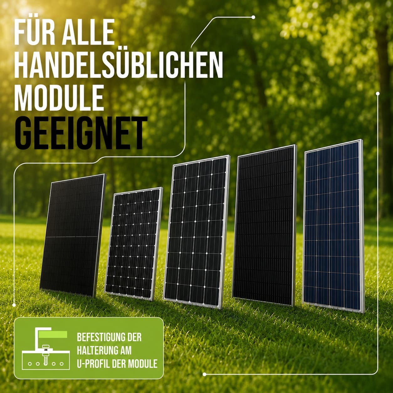 4x Balkonkraftwerk Halterung 118 cm Alu - 3 mm stark - bis 200 kg belastbar - Edelstahlschrauben - für 2x Photovoltaikmodule 0%MwSt