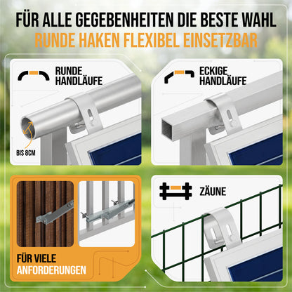 4x Balkonkraftwerk Geländer Halterung | Für 2 Solarmodule | Passend für alle Modulgrößen | Verstellbar bis 70 cm | Aluminium & Edelstahl | 0 % MwSt.