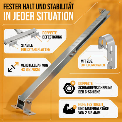 4x Balkonkraftwerk Geländer Halterung | Für 2 Solarmodule | Passend für alle Modulgrößen | Verstellbar bis 70 cm | Aluminium & Edelstahl | 0 % MwSt.