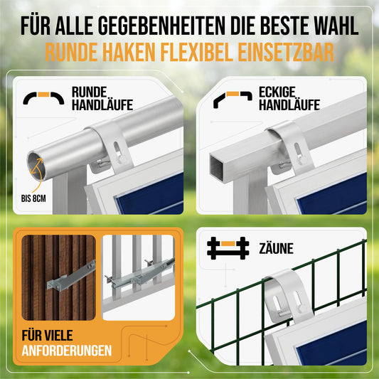 2x Balkonkraftwerk Geländer Halterung | Für 1 Solarmodul | Passend für alle Modulgrößen | Verstellbar bis 70 cm | Aluminium & Edelstahl | 0 % MwSt.