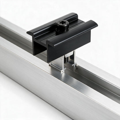 2x Mittelklemme für Solarhalterung Ziegeldach. Modulhöhe 30-45mm. Edelstahlschraube und Aluminium. Dachhalterungen Solar Balkonkraftwerk Dachhaken PV Halter 0% MwSt